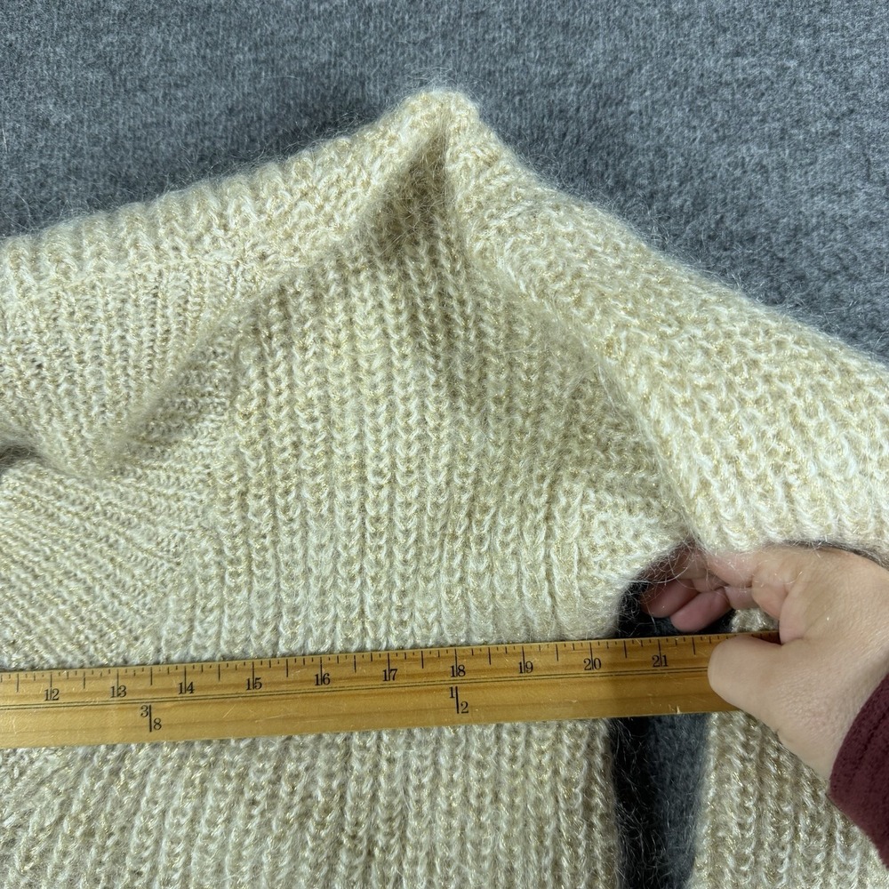 Vintage Casual Corner Mohair Blend Sweater Tunic Womens Small S Ivory Gold View 4